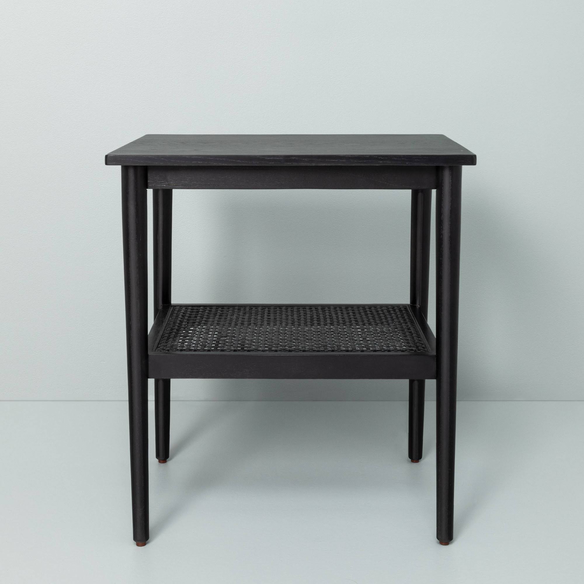 Black Wood & Cane Accent Table K234511