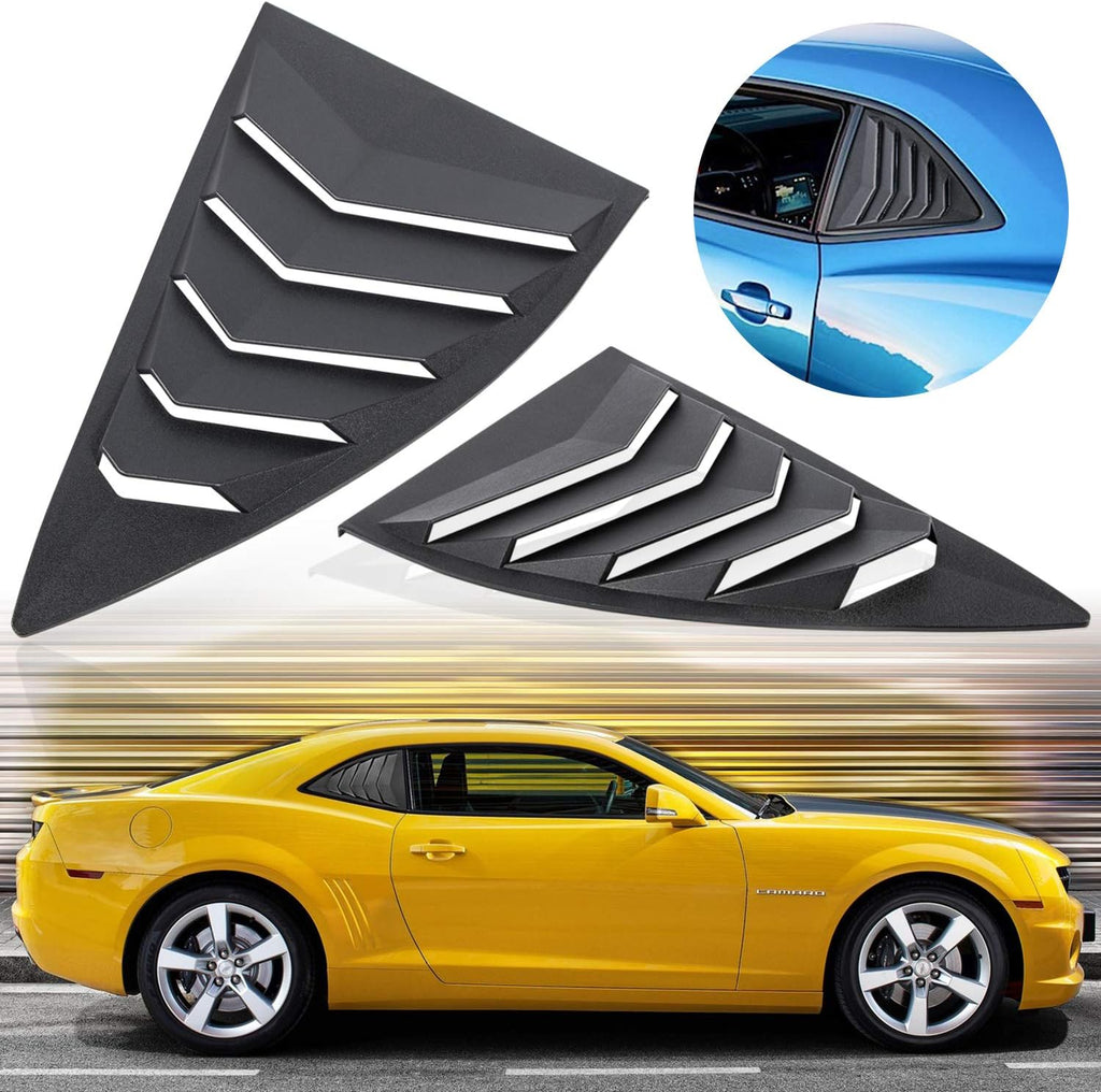 Matte Black Rear Side Window Louvers Sun Shade Cover for Camaro 2010 2011 2012 2013 2014 2015 M7867