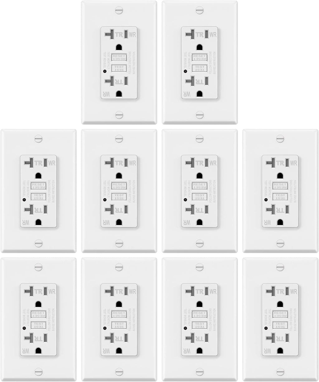 20A WR GFCI Outlet with LED Indicator, White N174