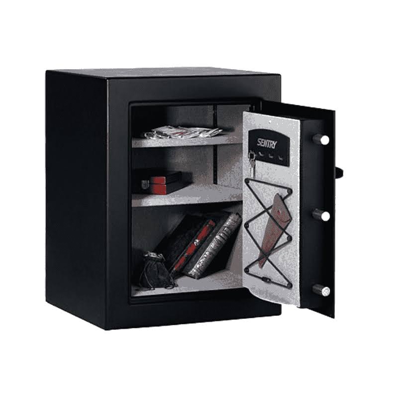 Black Steel Safe with 2 Shelves J829