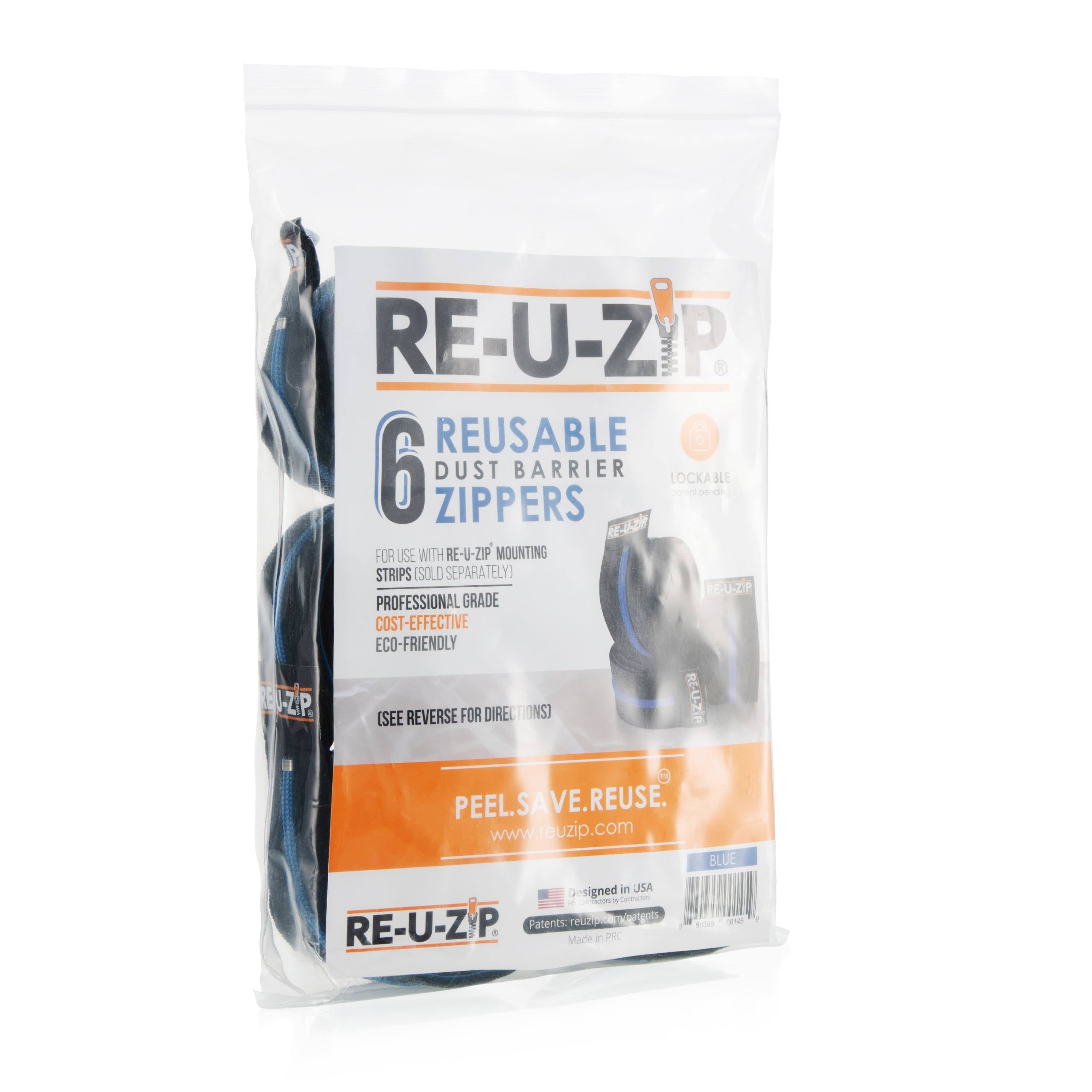 6 Pack Reusable Dust Barrier Zippers (Blue) C963