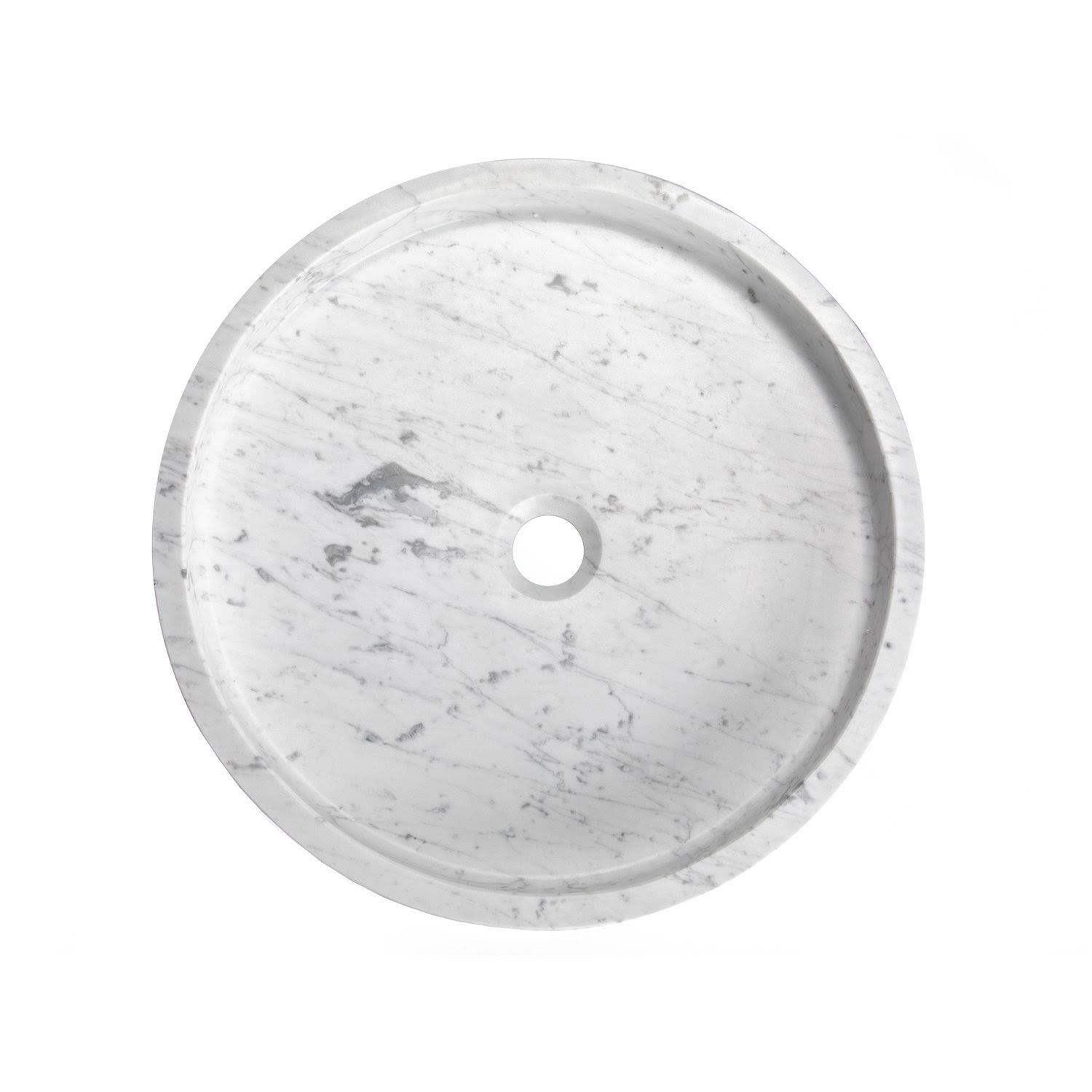 White Carrara Marble Round Vessel Sink Y5865