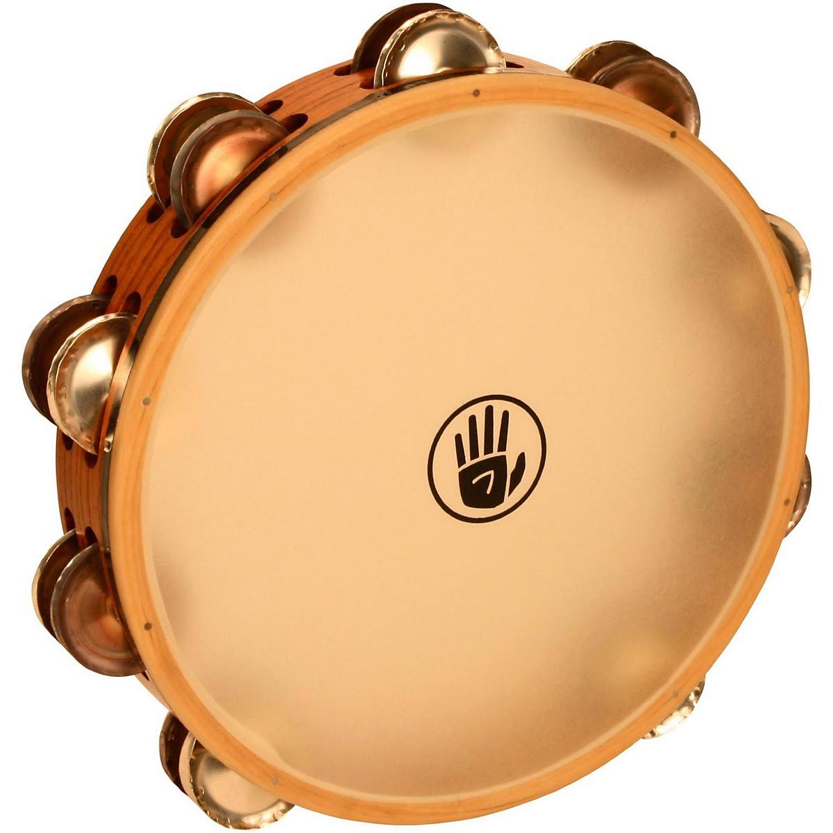 10 Chromium/Silver Double Row Tambourine with Calf Head O97771