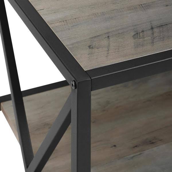 Grey Wash Metal and Wood Media Bookshelf O7267