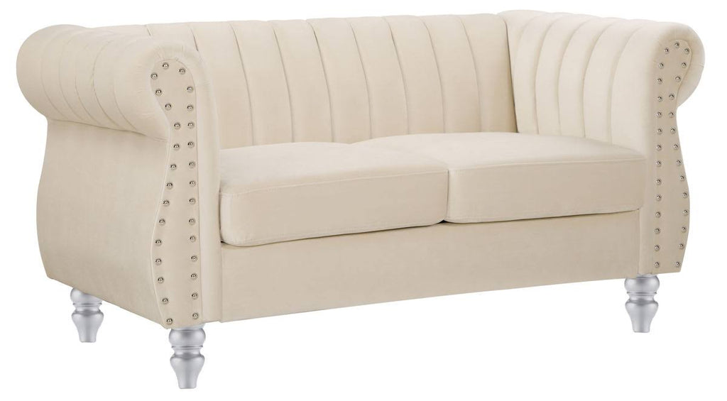 Ivory Velvet Loveseat A153351