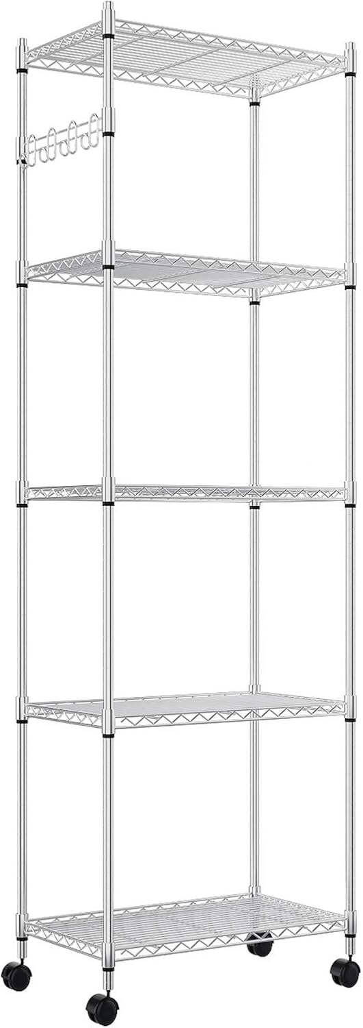 6-Shelf Heavy Duty Metal Wire Shelving Unit with Hooks X84920