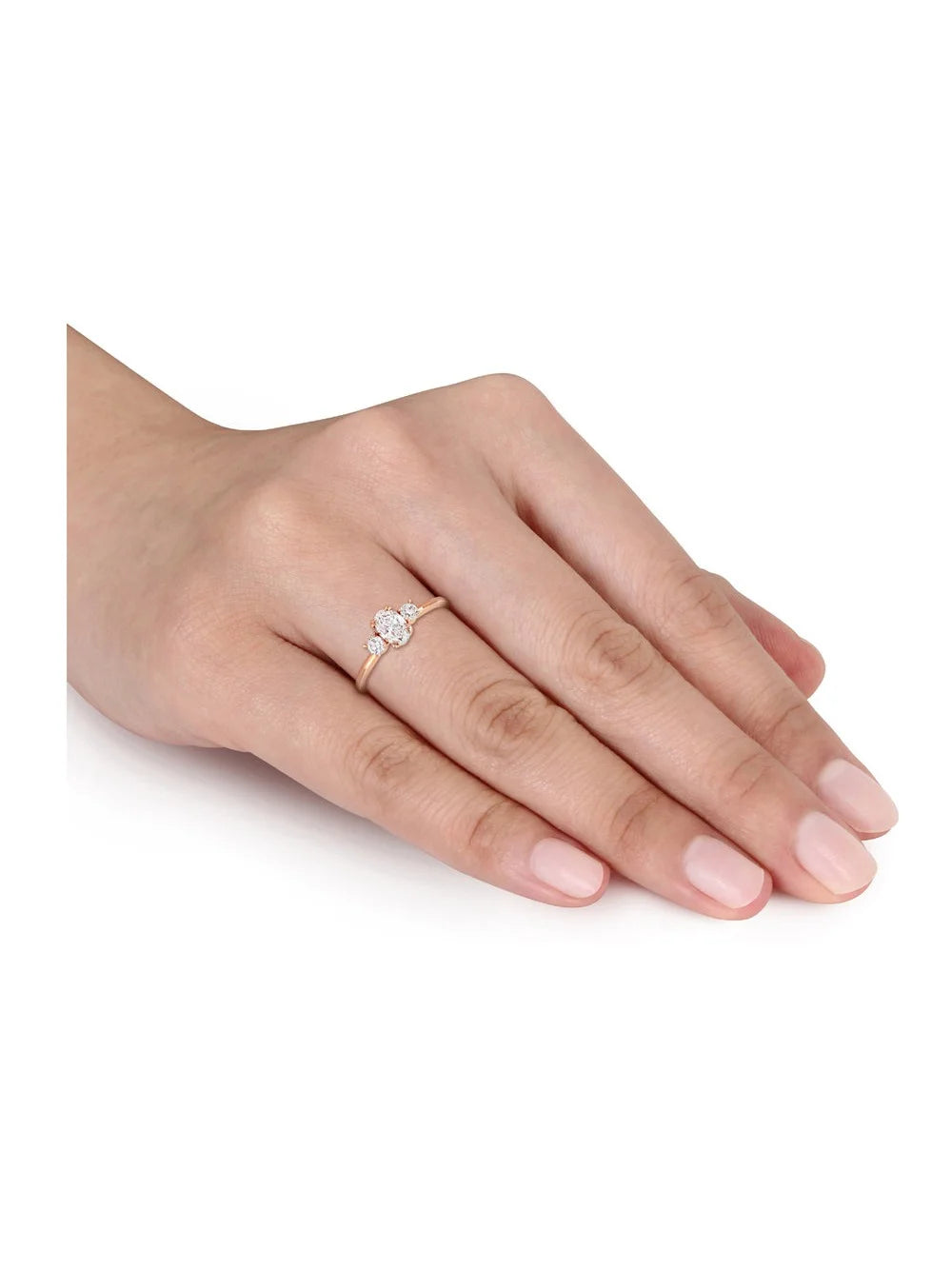 14K Rose Gold Three-Stone Diamond Engagement Ring G5106