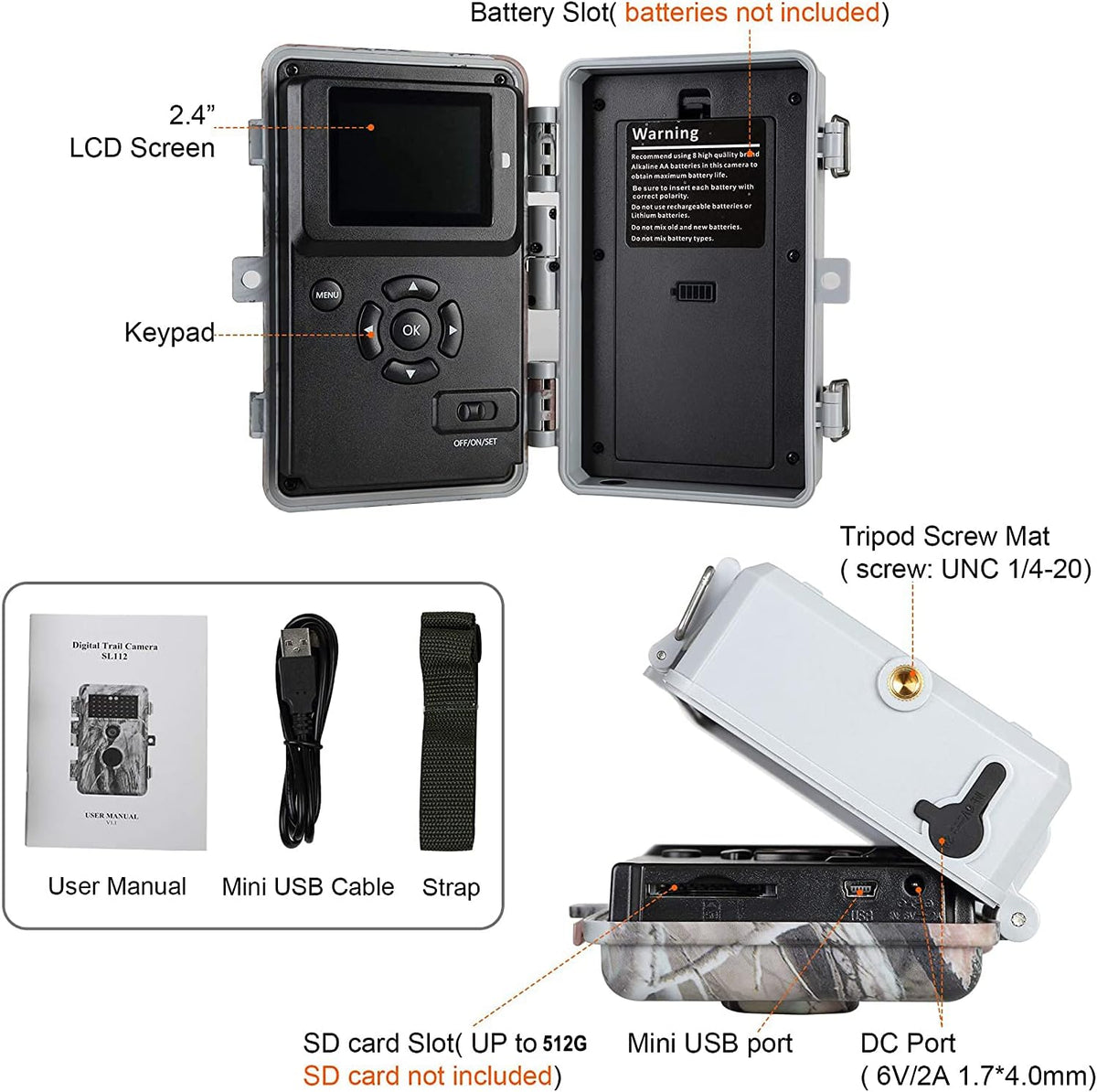 2-Pack 24MP 1296P No Glow Waterproof Trail Cameras F24516