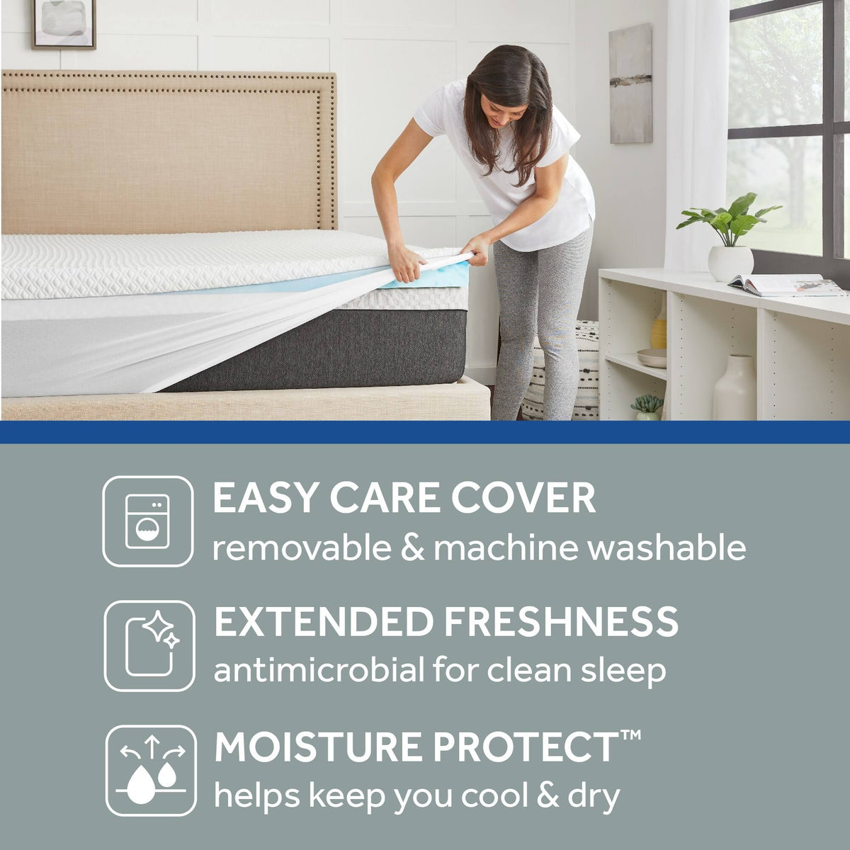 Queen White Memory Foam Mattress Topper N345