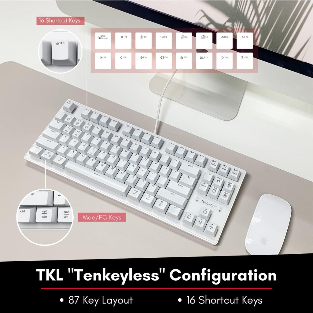 TKL USB Wired Mechanical Keyboard with Brown Switches G798836