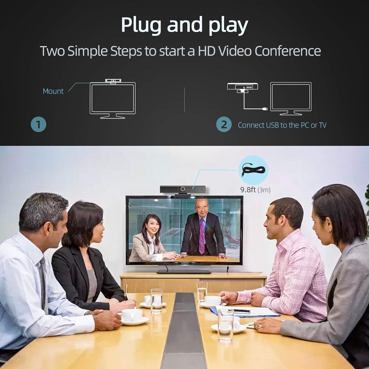 Webcam 1080p Full HD with Stereo Microphone, USB 2.0, Pack of 2 P149866
