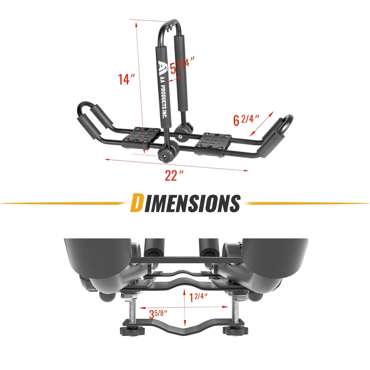 Folding Kayak Roof Rack for Canoe, SUP, Surfboard and Ski Board U54457