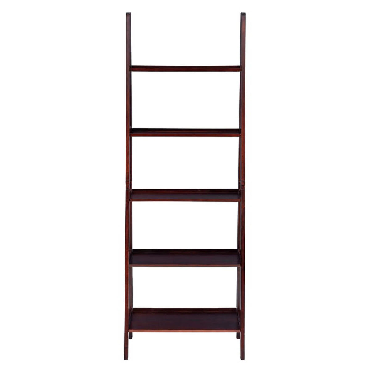 5-Shelf Wood Ladder Bookshelf in Espresso L430913