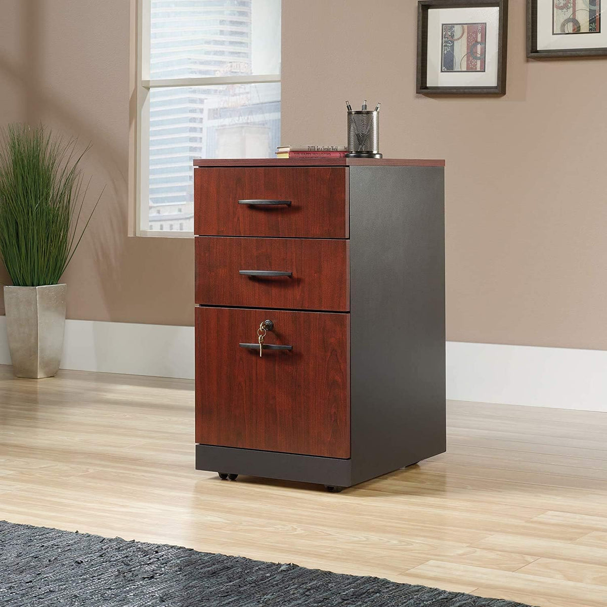 3 Drawer File Storage Cabinet in Classic Cherry D35194