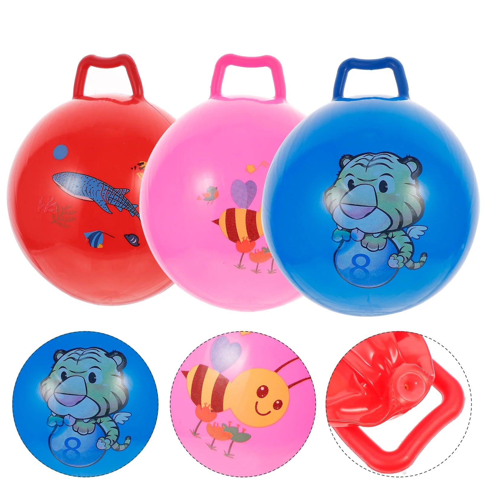 3Pcs Inflatable Hopper Balls with Handle M49079