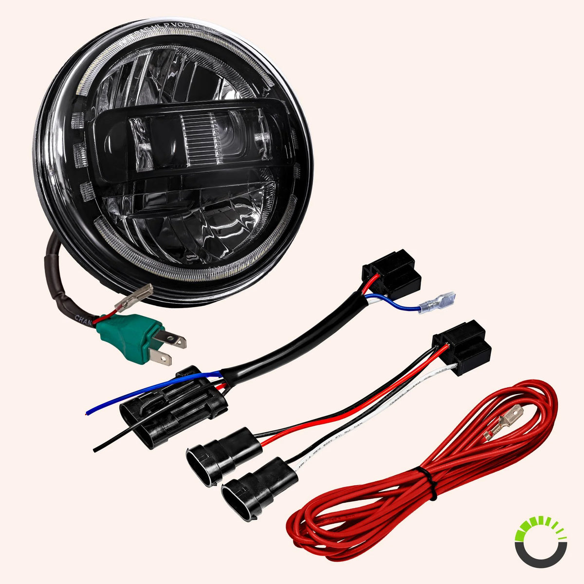 Black 7" HALO DRL LED Headlight O41929