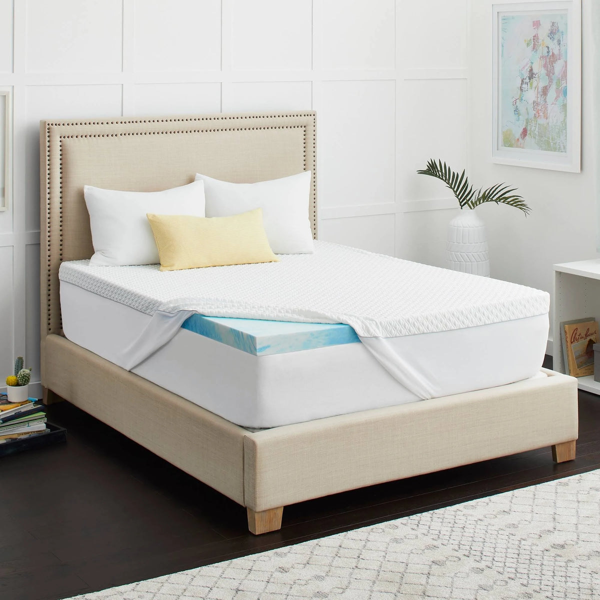 Queen White Memory Foam Mattress Topper N345