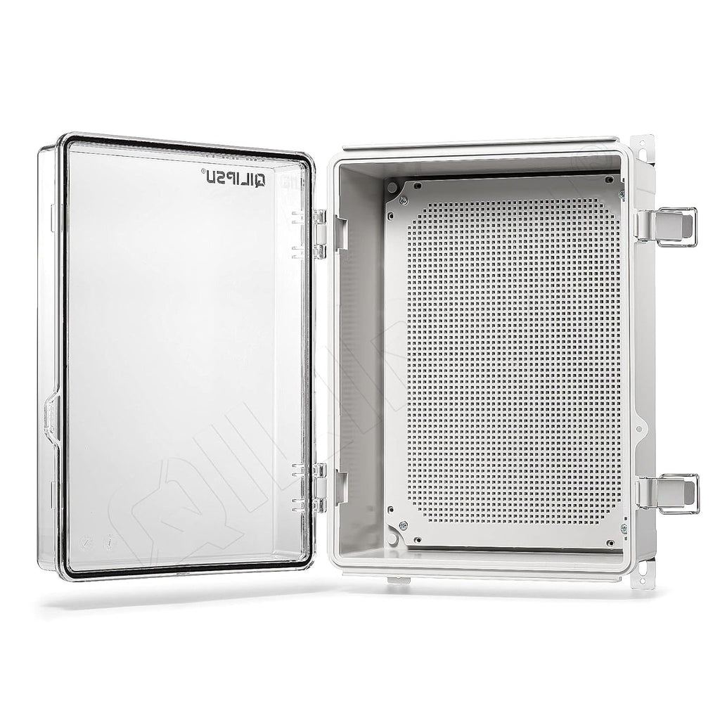 Clear Hinged Cover Junction Box with Mounting Plate, IP67 Waterproof ABS Plastic Grey R378742