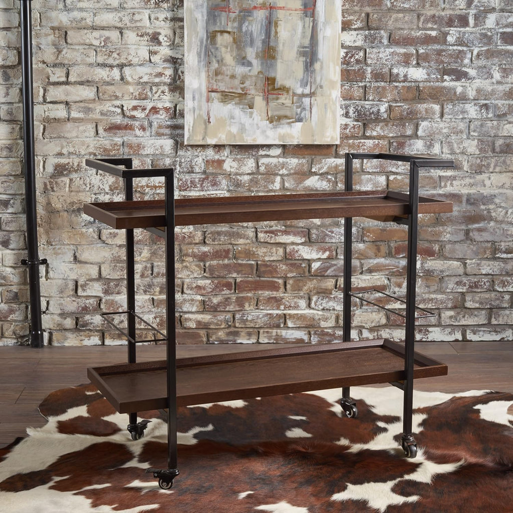 Dark Walnut Wooden Bar Cart C74823