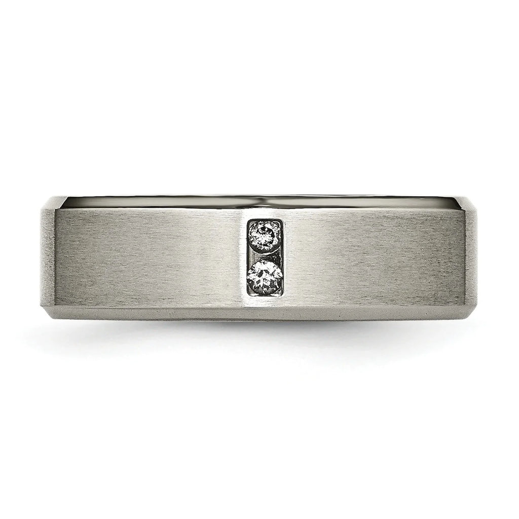Titanium Satin & Polished with Diamonds 7mm Band E77178