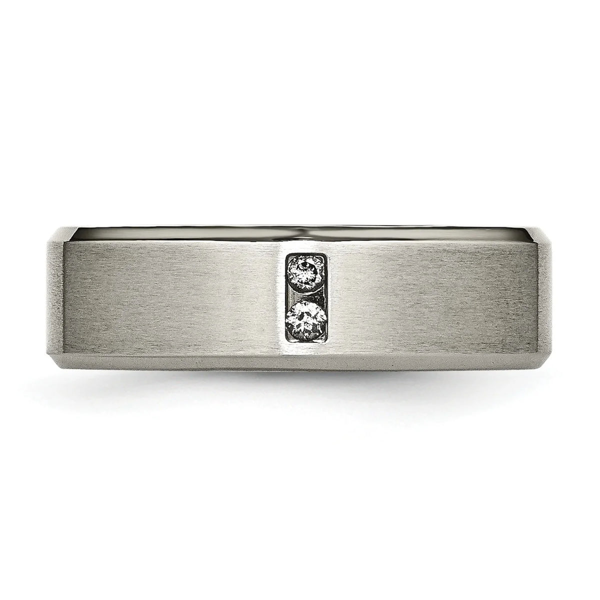 Titanium Satin & Polished with Diamonds 7mm Band E77178