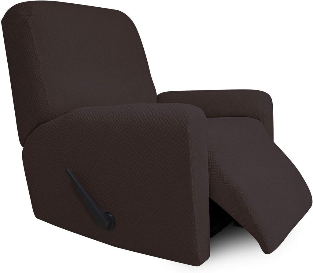 4-Piece Stretch Jacquard Recliner Sofa Cover with Elastic Loop, Dark Gray F586960