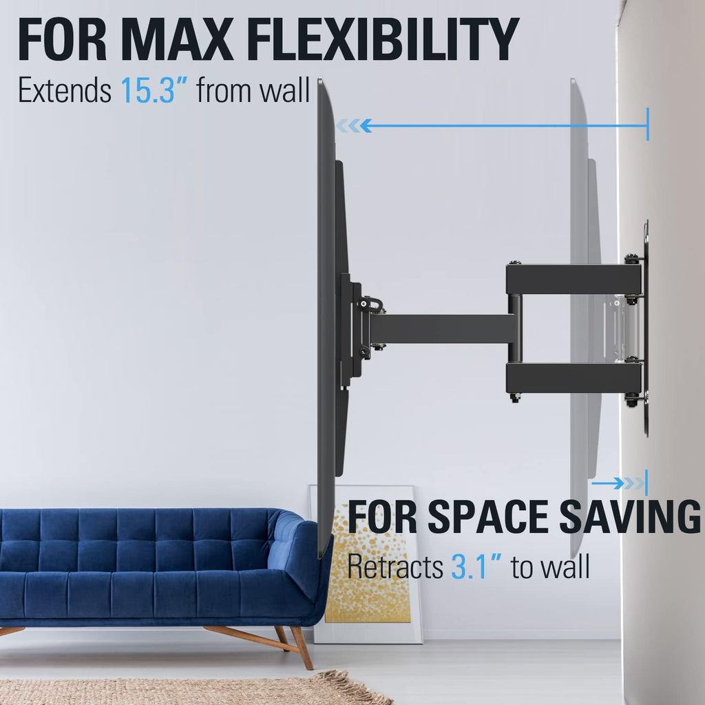 Full Motion TV Wall Mount for 26-55 Inch LED LCD Plasma Flat Screen TV, Swivel Articulating Dual Arms, VESA 400x400mm, 99 LBS, Pack of 2 H179548