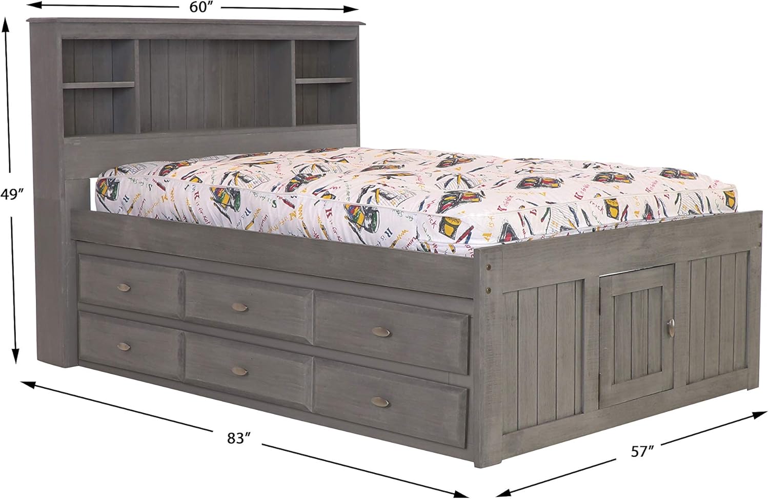 Full Bookcase Bed with 6 Drawers Y4295