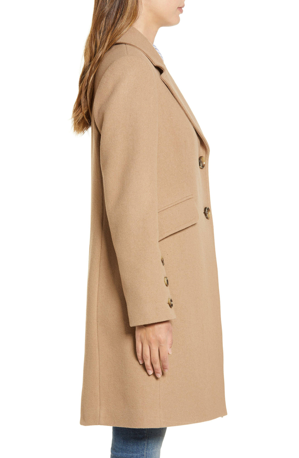 Blue Wool Blend Notched Collar Coat O669665