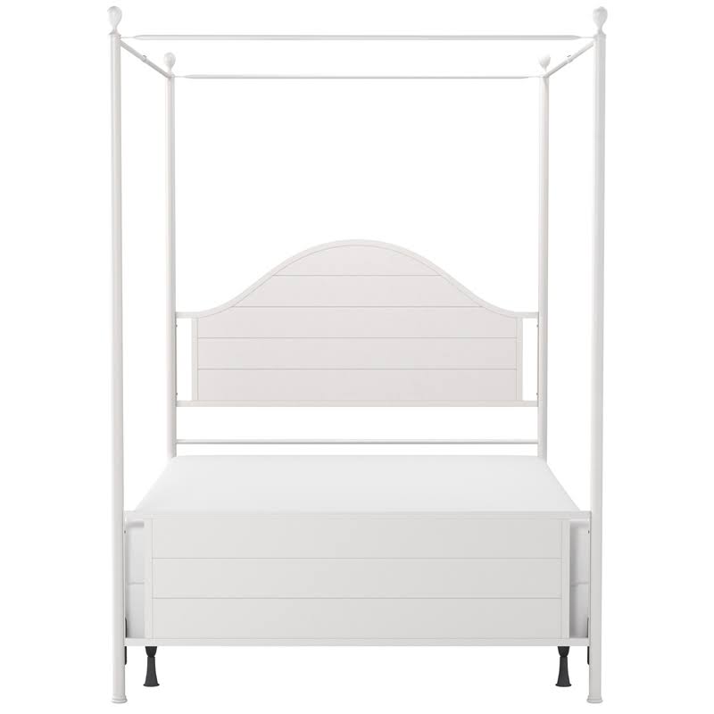 Brushed White Queen Metal Canopy Bed Q157878