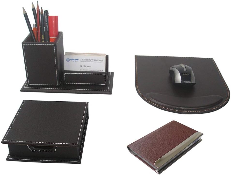 5 Pcs Desk Organizer Set with Tissue Box Cover, Mouse Pad, Holders J60671