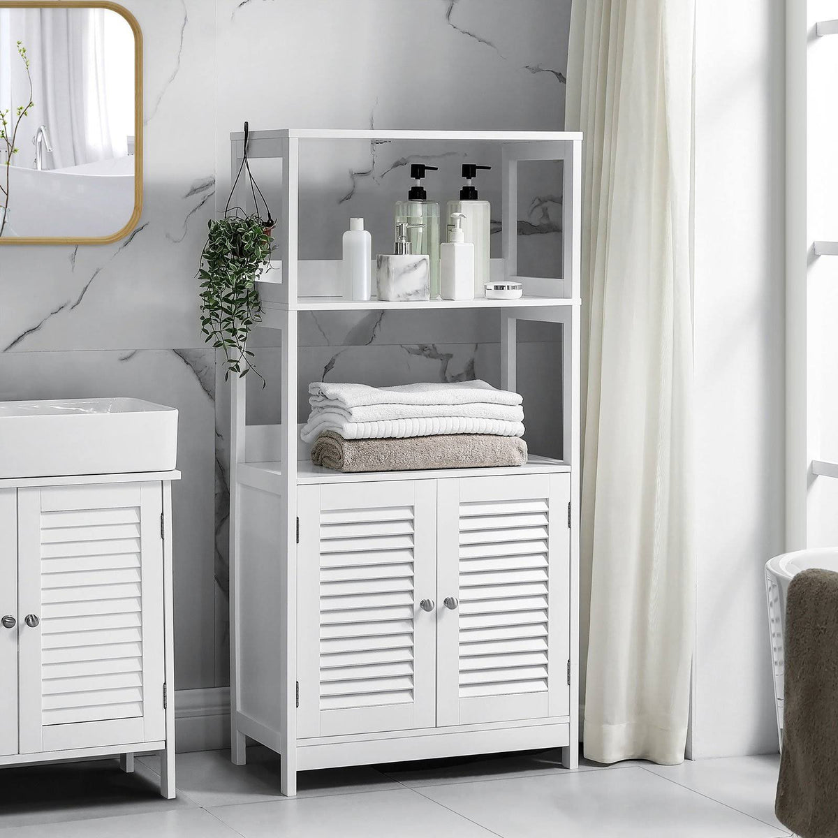 White Freestanding Tall Cabinet D785