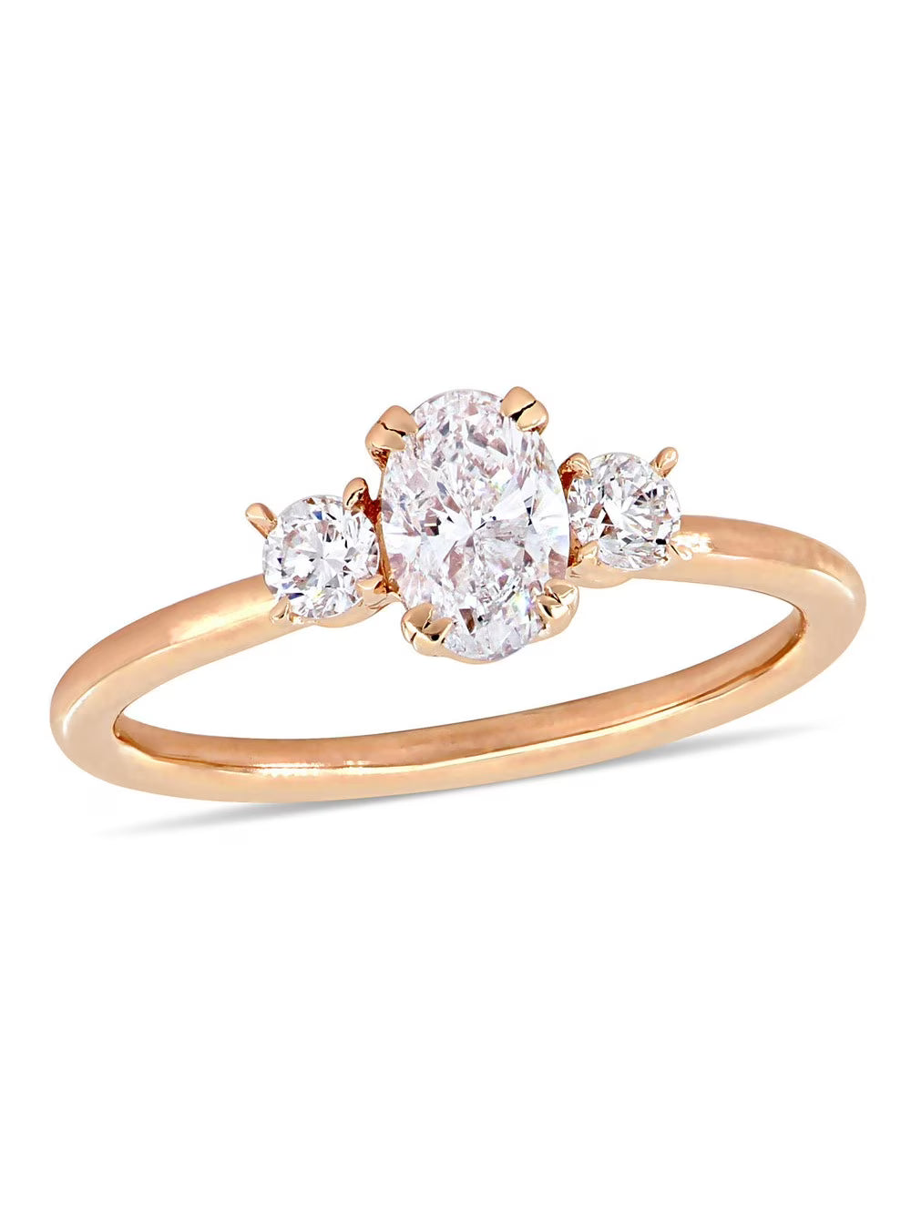 14K Rose Gold Three-Stone Diamond Engagement Ring G5106