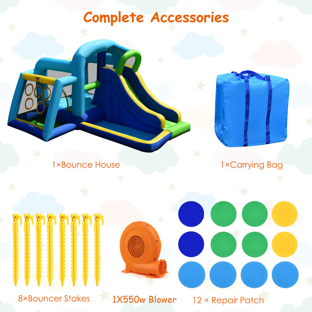Inflatable Bouncer Climbing Bounce House Kids Slide Park Ball Pit with 550W Blower J981790