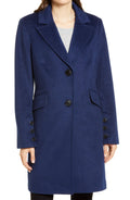 Blue Wool Blend Notched Collar Coat O669665