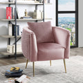 Blush Pink Velvet Barrel Accent Chair with Metal Legs G41992
