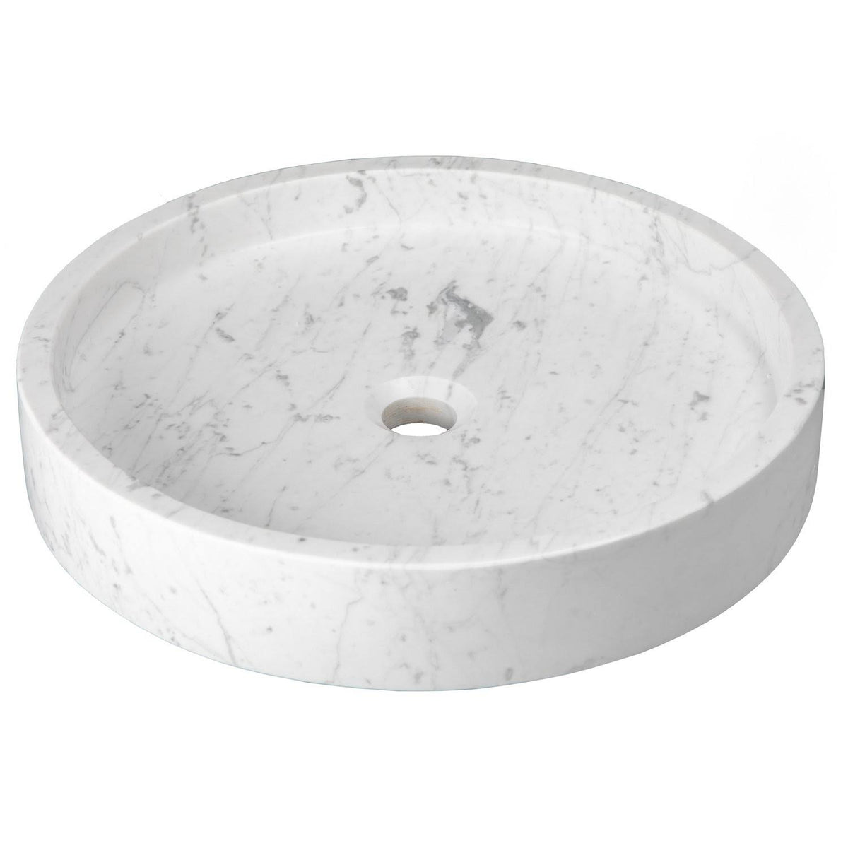 White Carrara Marble Round Vessel Sink Y5865