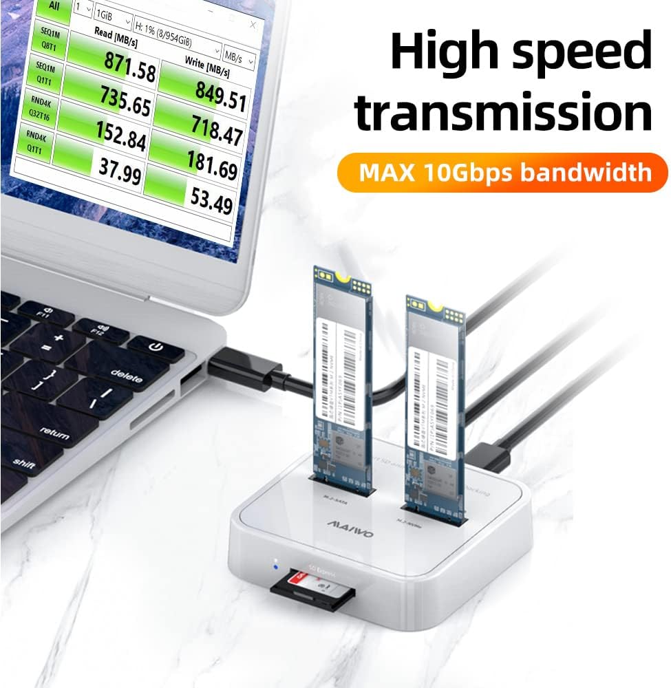 Portable Dual Bay M.2 NVME Docking Station Y949