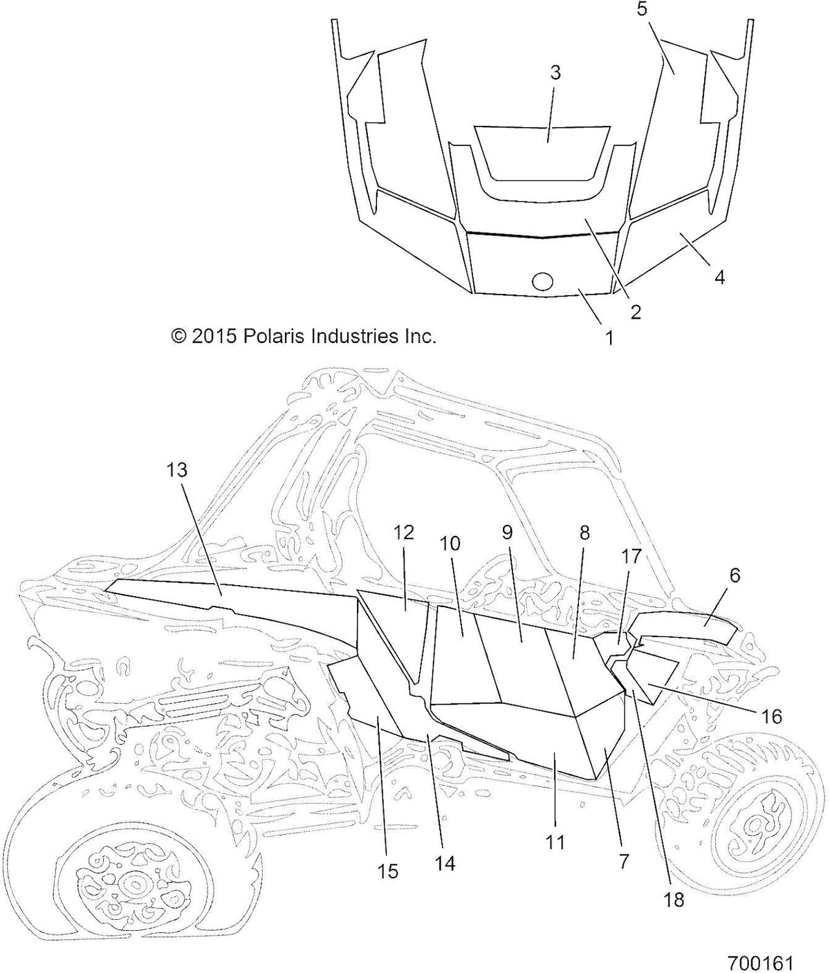Polaris RZR Hood Decal, Front, Right, Genuine OEM Part 7182108, Qty 1 Pack of 2 W3620
