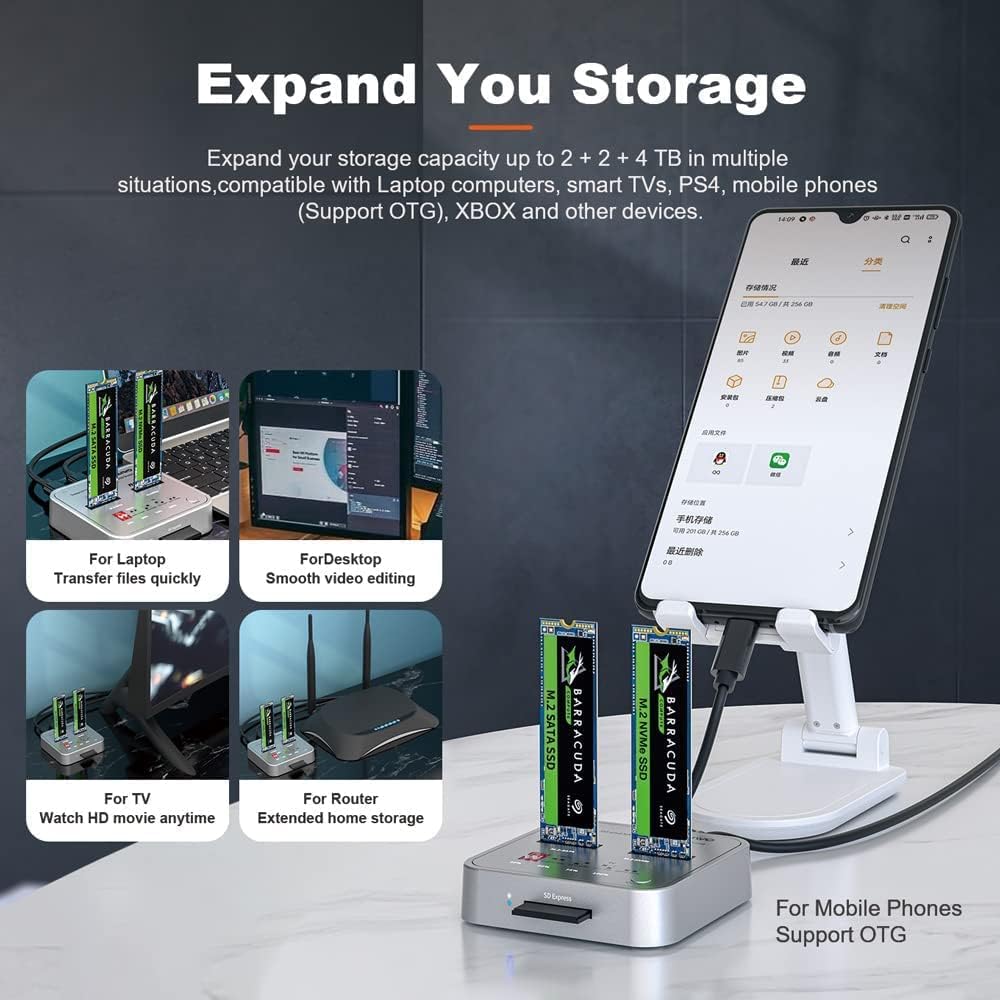 Portable Dual Bay M.2 NVME Docking Station Y949