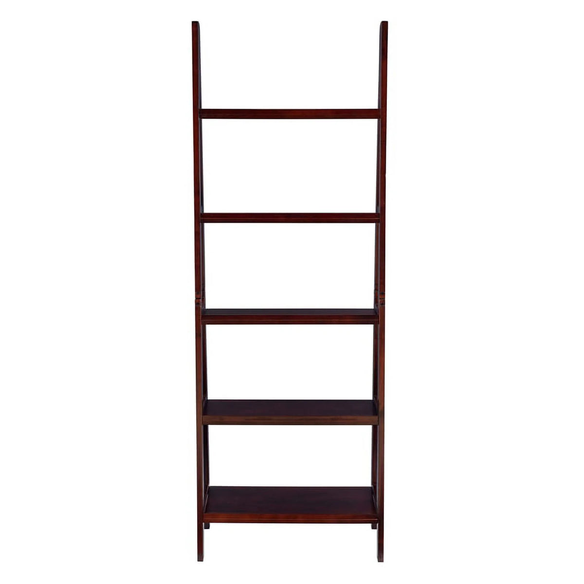 5-Shelf Wood Ladder Bookshelf in Espresso L430913