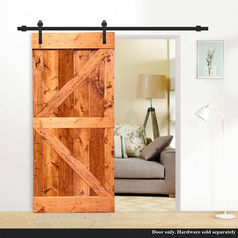 Red Walnut Stained Solid Pine Wood Interior Sliding Barn Door Slab U5412