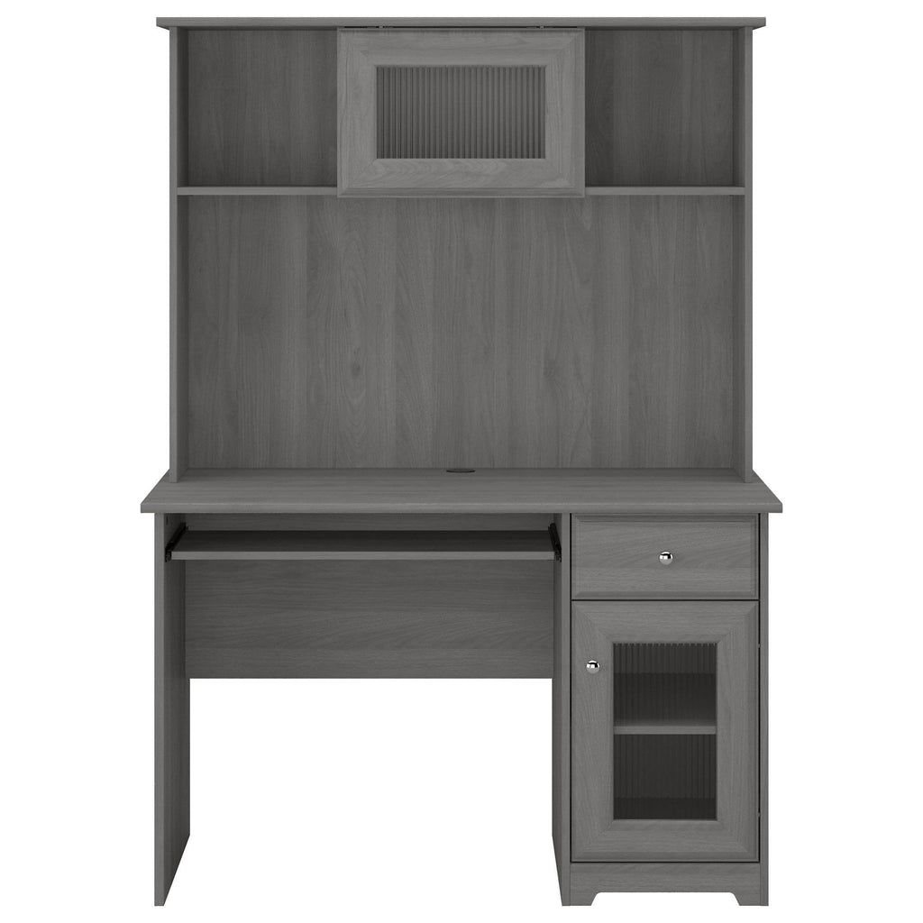 Small Computer Desk with Hutch and Keyboard Tray, 48W, Gray Y974