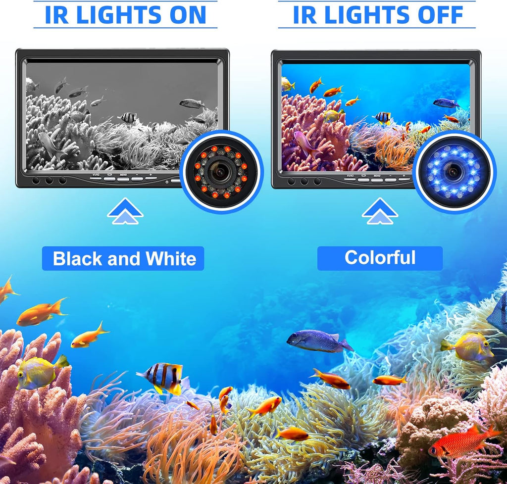 7'' Monitor Waterproof 12 Lights AHD 720p Fishing Camera T8973