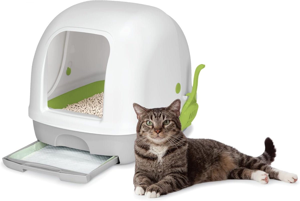 Hooded Litter Box System Starter Kit with Litter Pellets & Pads Pack of 2 O642