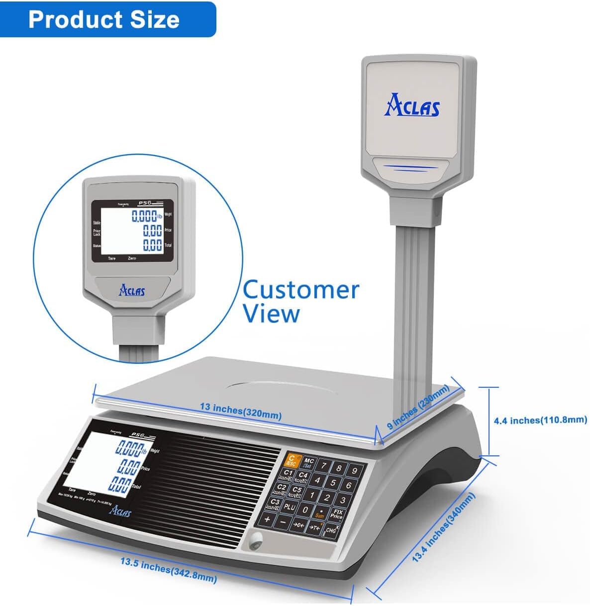 60lb Capacity Digital Price Computing Scale with Pole J539629