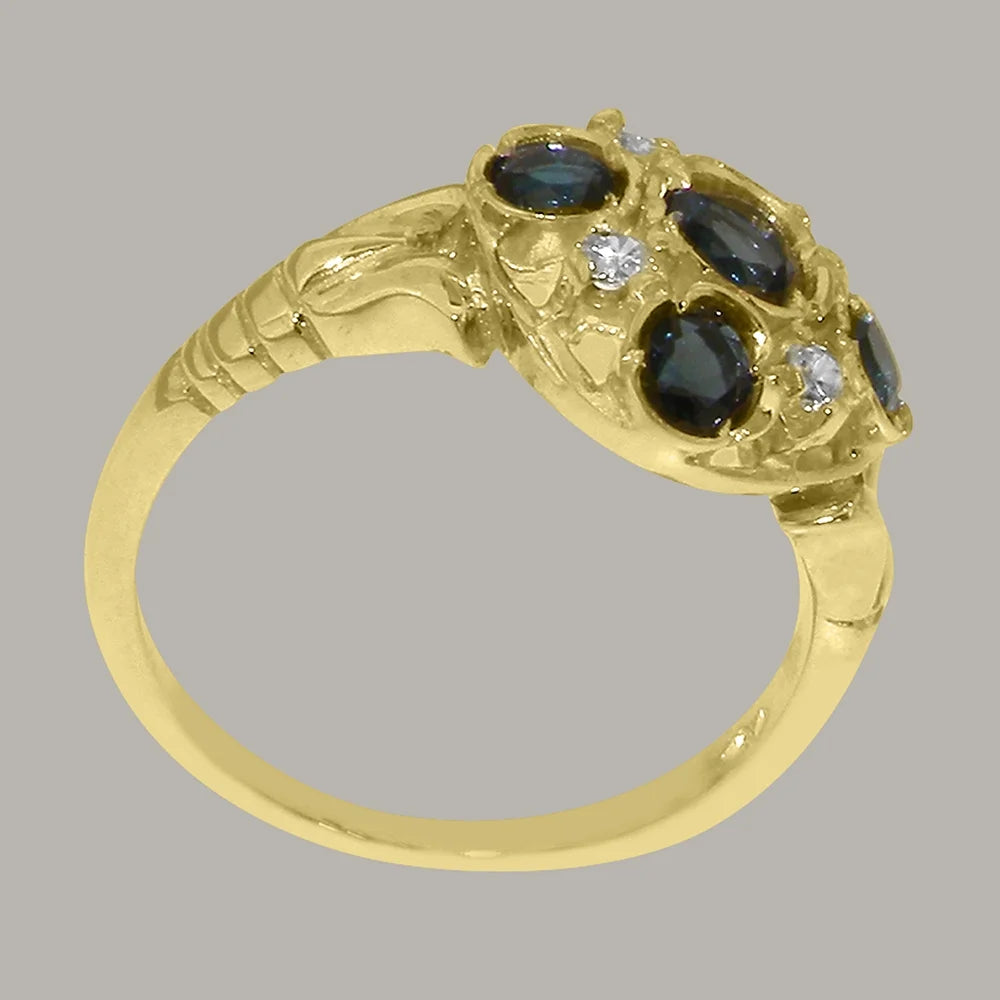14k Yellow Gold London Blue Topaz Diamond Statement Ring O42405