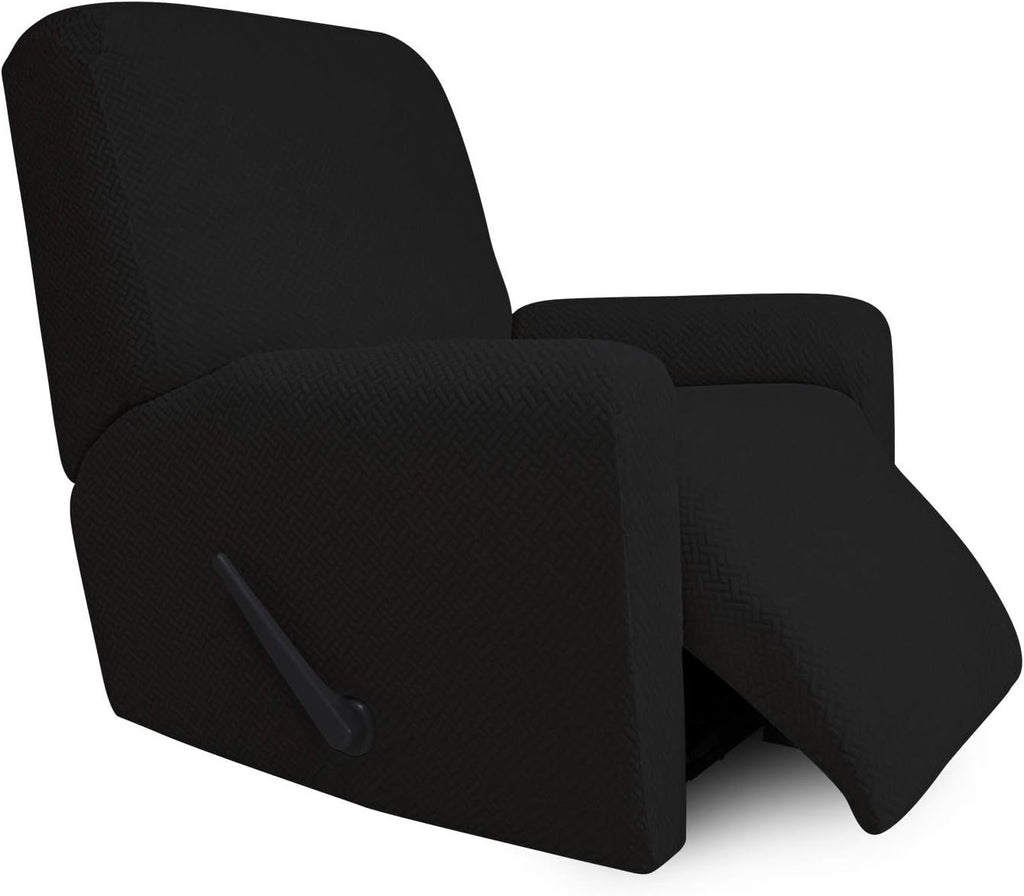 4-Piece Stretch Jacquard Recliner Sofa Cover with Elastic Loop, Dark Gray F586960