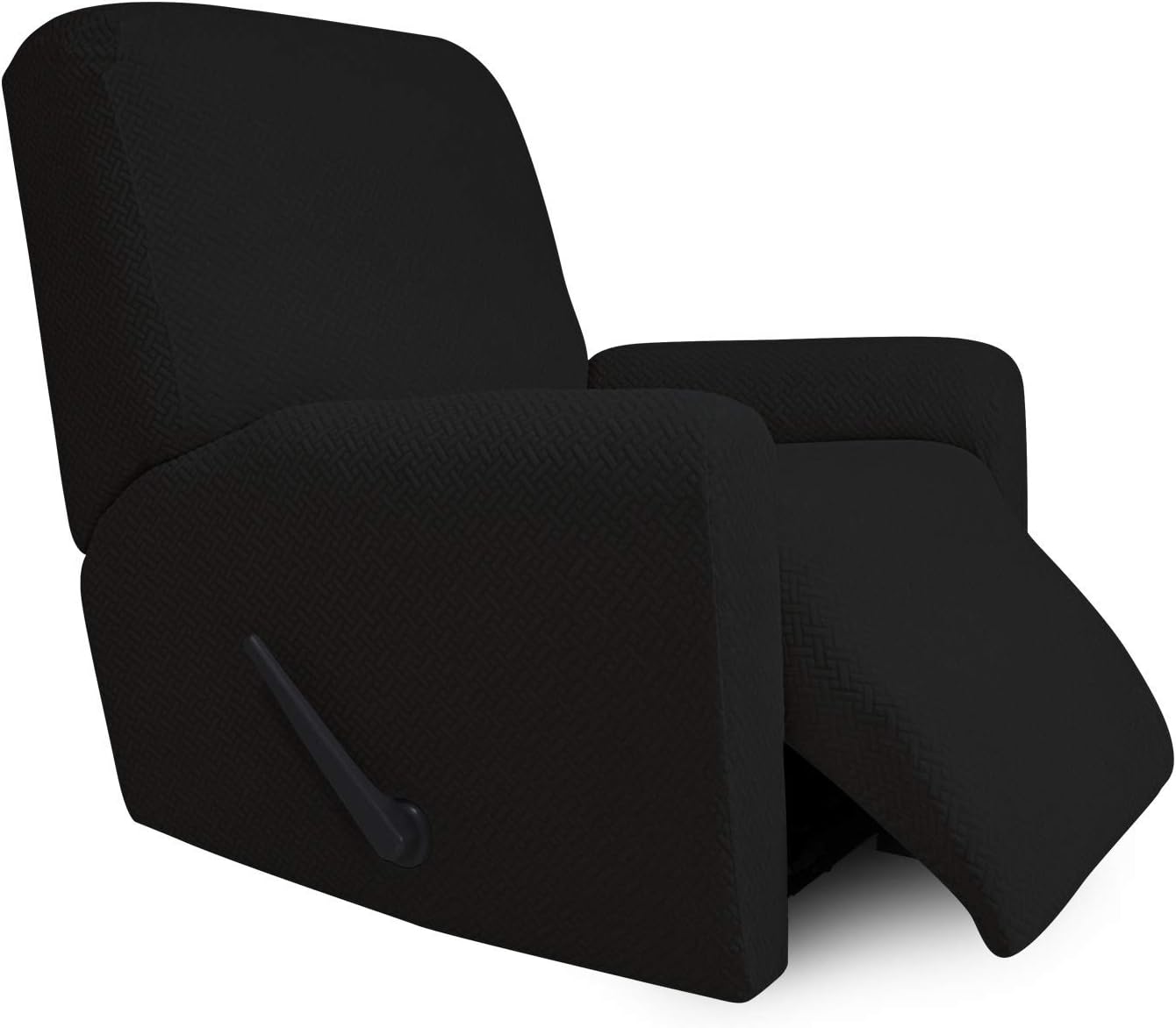 4-Piece Stretch Jacquard Recliner Sofa Cover with Elastic Loop, Dark Gray F586960