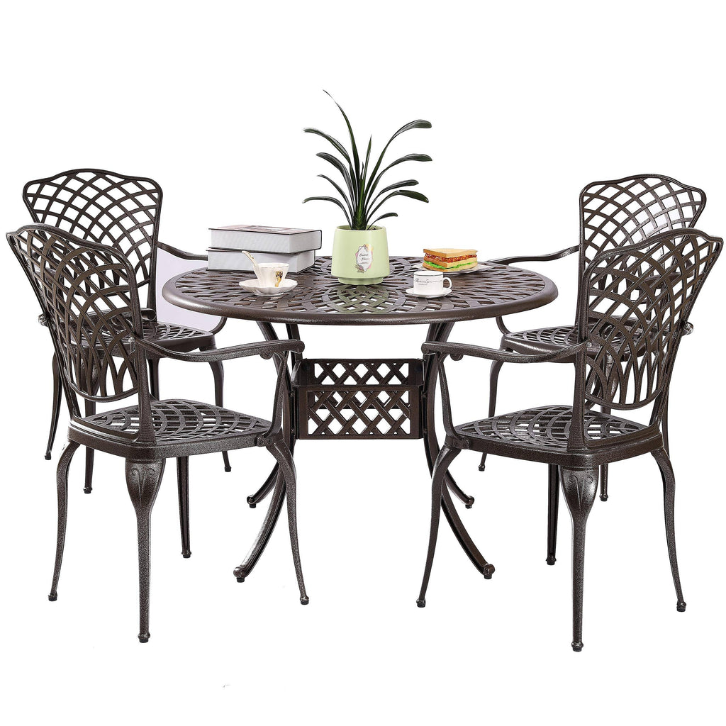 5-Piece Cast Aluminum Patio Dining Set with 4 Chairs F996362